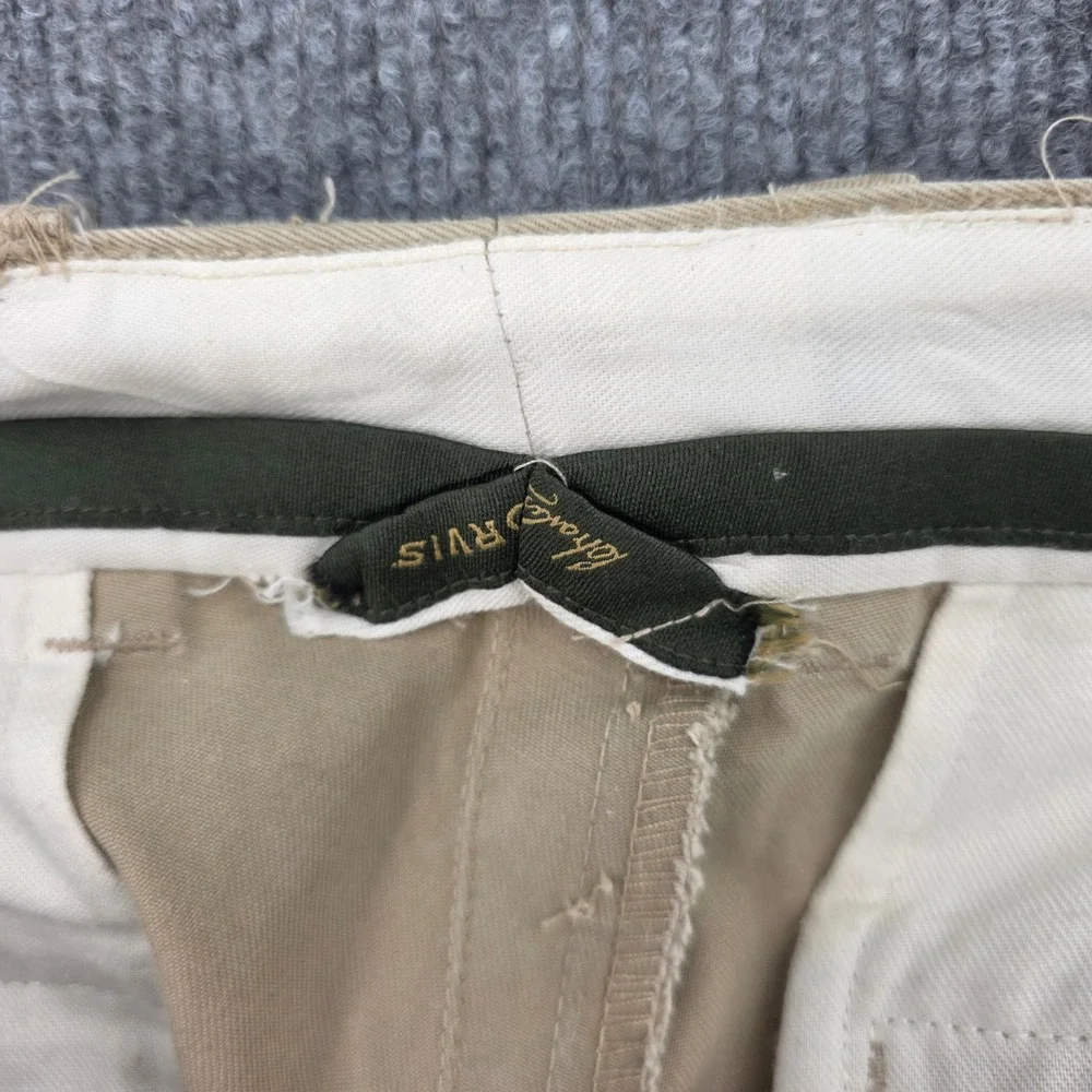 Orvis Mens 42 Pleated Khaki Chino Pants Heavy Cotton Twill Cuffed Tan Tailored